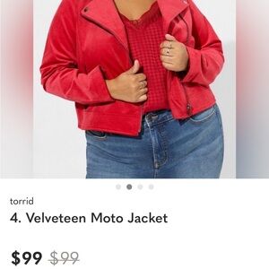 Torrid Bold Red Velveteen Jacket